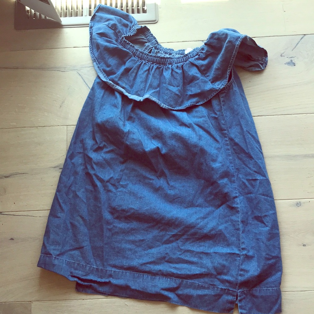 Over the shoulder denim dress
